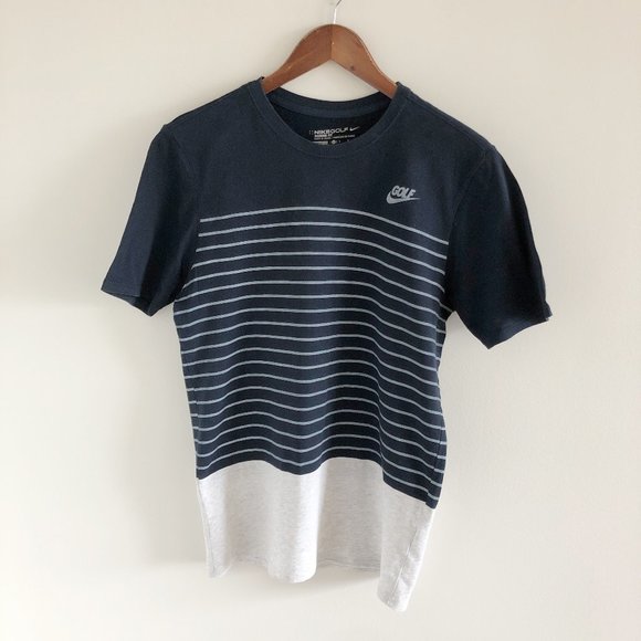 Nike Other - Nike Golf Shirt Top Small Blue Gray Stripe 100% Cotton Crewneck